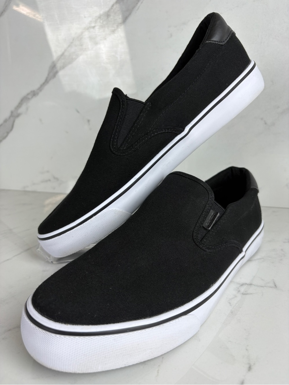 Lugz Clipper Men’s Slip On Sneakers Black Canvas Size 11 W Wide